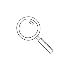 Hand drawn magnifier symbol. Search icon vector illustration isolated on the white background.