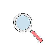 Hand drawn magnifier symbol. Search icon vector illustration isolated on the white background.