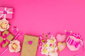 Romantic decoration with gifts for special day 