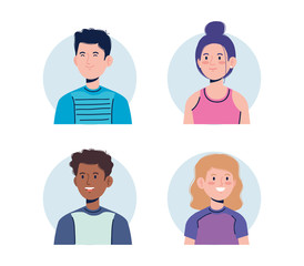 set of happy girls and boys user