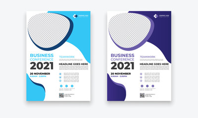Business Conference brochure flyer design layout template in A4 size, with nice background, vector eps
