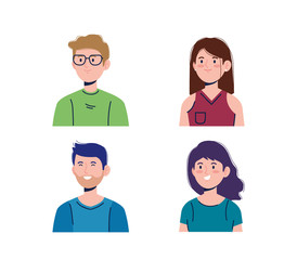 set of fashion girls and boys avatar