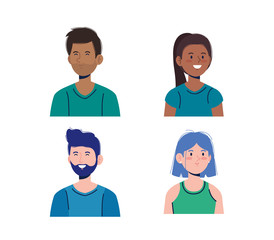 set of fashion girls and boys avatar