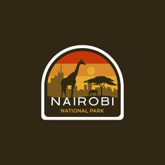Nairobi National Park Logo Badge Africa Kenya City Sticker Illustration Vector