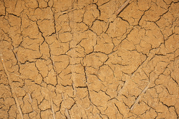 The texture of dried clay. Cracked wall texture.