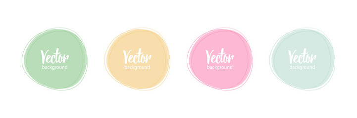 Set, collection of cute pastel colors vector abstract backgrounds, round frames.