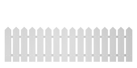 Wooden white fence. Farm wood wall yard, cartoon garden. Timber gate background pattern. with clipping path, 3D render
