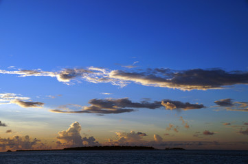 Sunset on the Maldives island