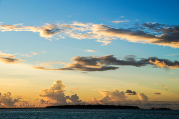Sunset on the Maldives island