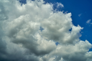 white clouds floating in the blue sky