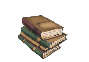 Old book. Stack of books. Illustration on a white background