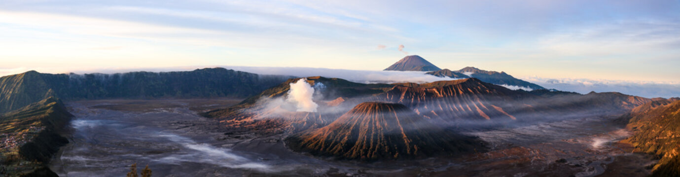 Mount Bromo crater panorama view