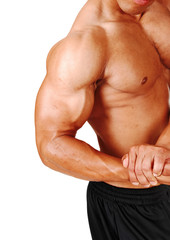 Fototapeta na wymiar A bodybuilder showing his muscular body