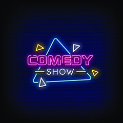 Comedy Show Neon Signs Style Text Vector