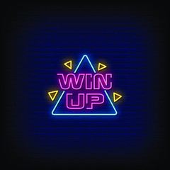 Win Up Neon Signs Style Text Vector