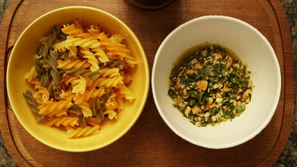 noodles and pesto