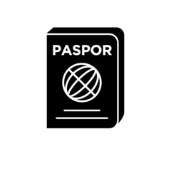 passport icon vector in black flat design on white background, International passports for identity verification