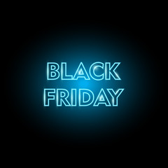 Black Friday blue neon sign, banner, vector illustration.