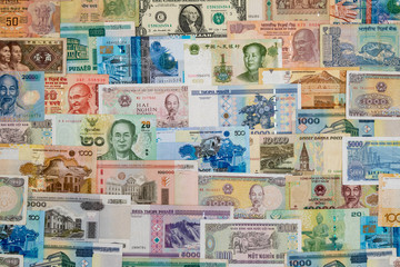 background of banknotes from different countries