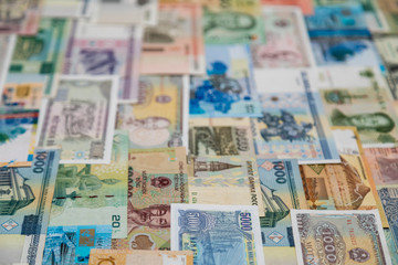 background of banknotes from different countries