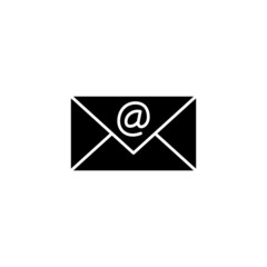 Outline email icon in black flat design on white background, Open envelope pictogram, mail symbol for website design, mobile application