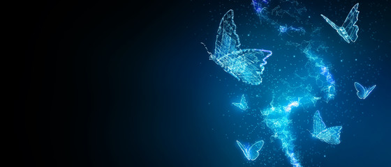 Abstract butterfly 3D illustration digital innovation futuristic technology transform evolution concept New normal after coronavirus crisis business world life change disrupt use strategy leadership - obrazy, fototapety, plakaty