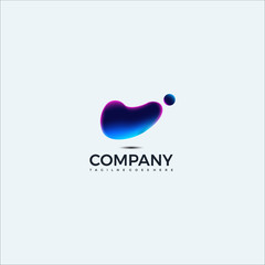 abstract fluid liquid logo design template. dynamic color blue and purple 