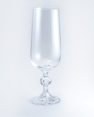 empty champagne glass on white background