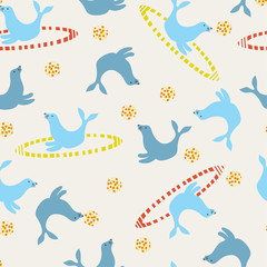  Seamless pattern of circus sea lion  © Cristina Telles