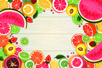 bright summer background with fruits
