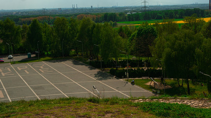 
landscape and top view on a sunny day.