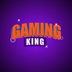 Gaming king text banner, colorful poster design for esport