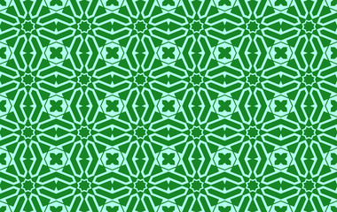 Seamless pattern islamic ornament geometric green background