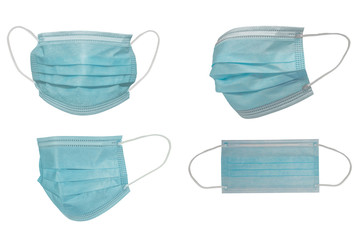 Surgical mask with rubber ear straps. Typical 3-ply surgical mask to cover the mouth and nose....