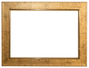 Golden frame. Isolated object on a white background.