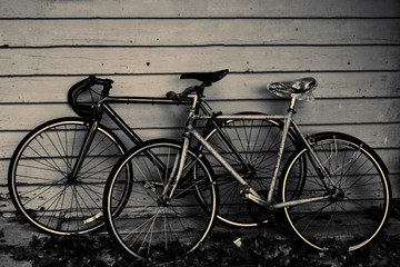 old bicycle on a wall
