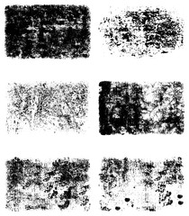A set of vector grunge textures. Black and white patterns of scratches, cracks, chips, and dust. Abstract ink spots