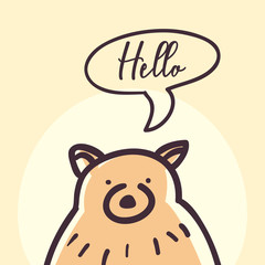 bear cartoon animal with hello bubble vector design