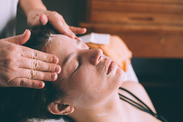 Facial massage in a stylists clinic