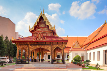 Fototapeta na wymiar Builing in buddhist temple territory in Bangkok, Thailand