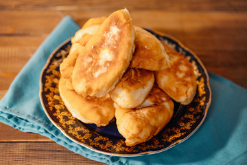 homemade fried pies with egg and onions