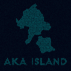 Fototapeta na wymiar Aka Island tech map. Island symbol in digital style. Cyber map of Aka Island with island name. Awesome vector illustration.