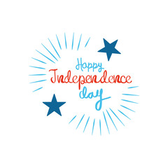 Usa happy independence day design with decorative stars and burst around, flat style