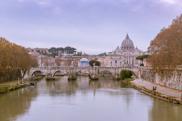 Fototapeta premium St. Peter's Basilica over the River Tiber // Rome, Italy
