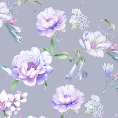 Gordijnen Watercolor flowers illustration © long