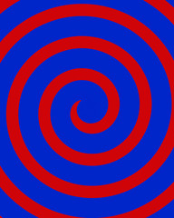 red and blue hypnotic spiral pattern