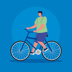 young man in bike avatar character icon vector illustration design