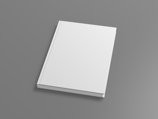 Blank book cover mock up on gray background. Side view. 3d illustration