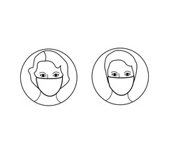 People face with mask icon vector 