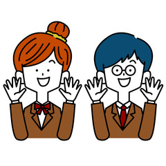 サプライズに喜ぶ学生男女